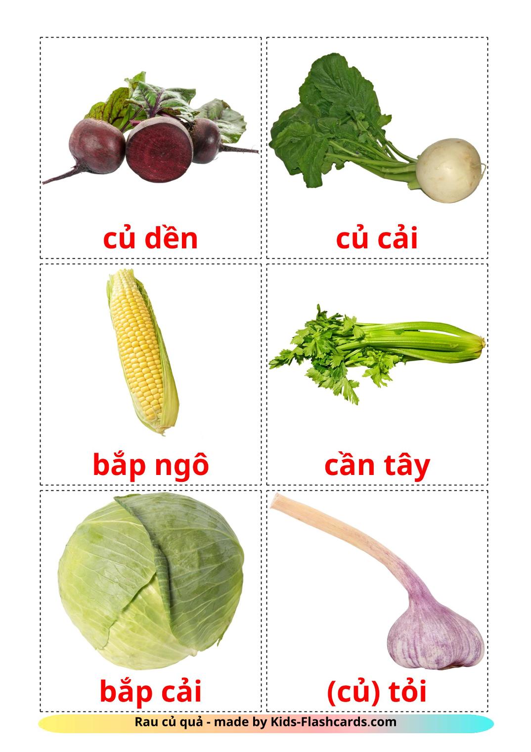 Vegetables - 29 Free Printable vietnamese Flashcards 