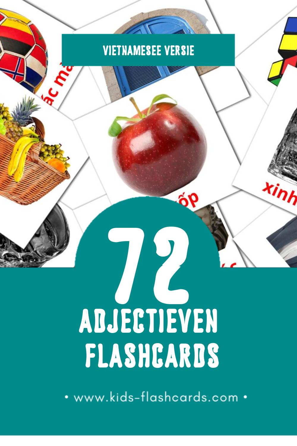 Visuele Tính từ Flashcards voor Kleuters (72 kaarten in het Vietnamese)