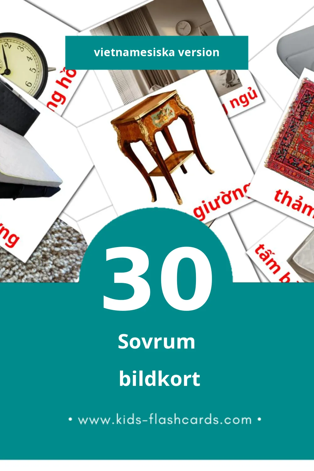 Visuella Phòng ngủ för småbarn (30 bildkort för barn på Vietnamesiska)