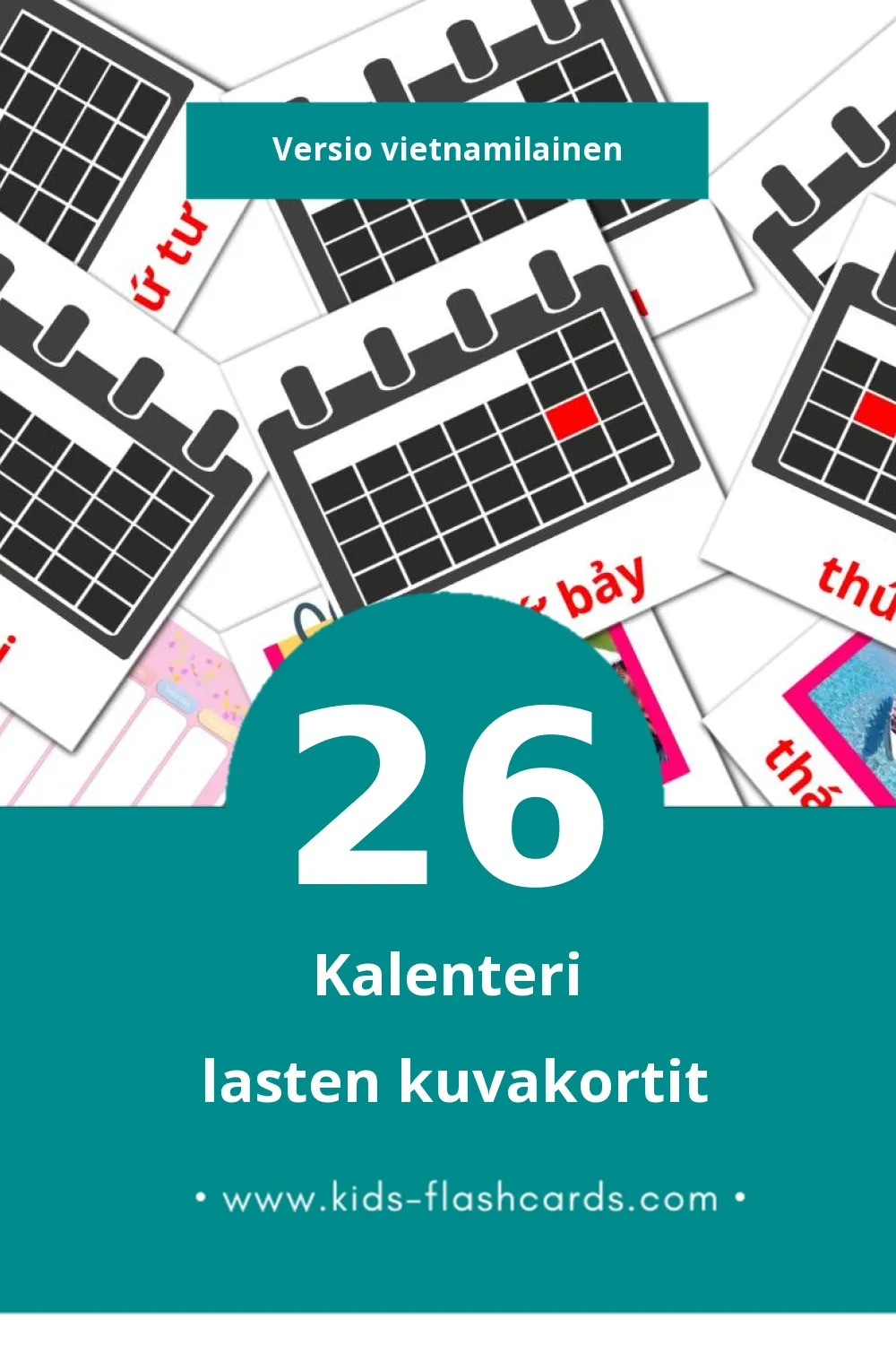 Lịch lasten kuvakortit pikkulapsille (26 korttia Vietnamilaiseksi)