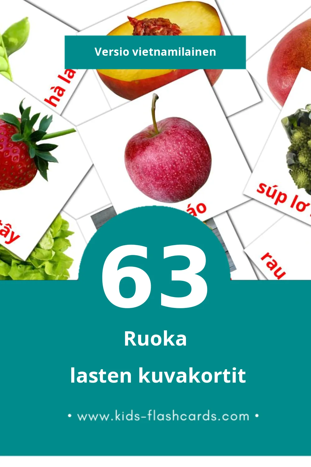 Trái cây lasten kuvakortit pikkulapsille (63 korttia Vietnamilaiseksi)