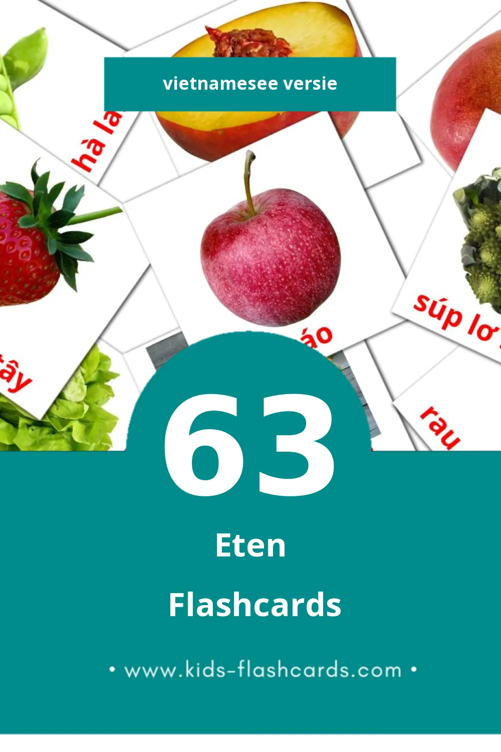 Visuele Trái cây Flashcards voor Kleuters (63 kaarten in het Vietnamese)