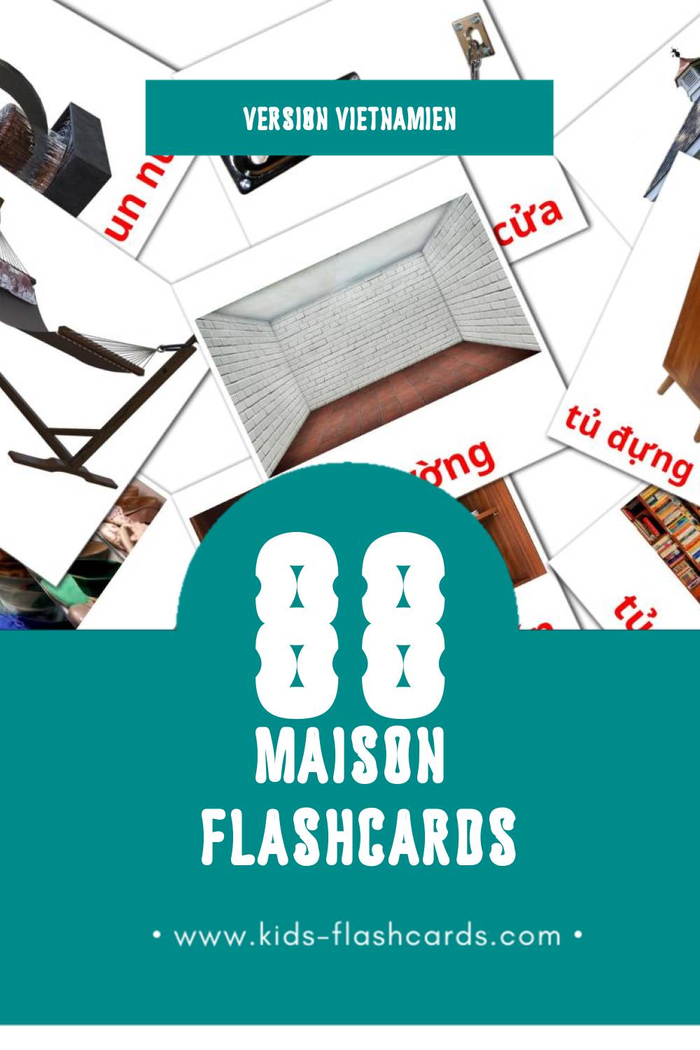 Flashcards Visual Nhà pour les tout-petits (88 cartes en Vietnamien)