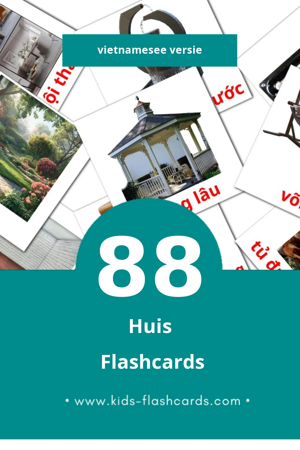 Visuele Nhà Flashcards voor Kleuters (88 kaarten in het Vietnamese)