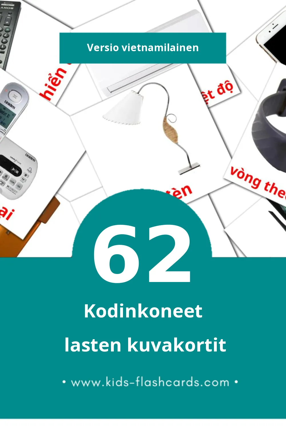 Vật dụng gia đình lasten kuvakortit pikkulapsille (62 korttia Vietnamilaiseksi)