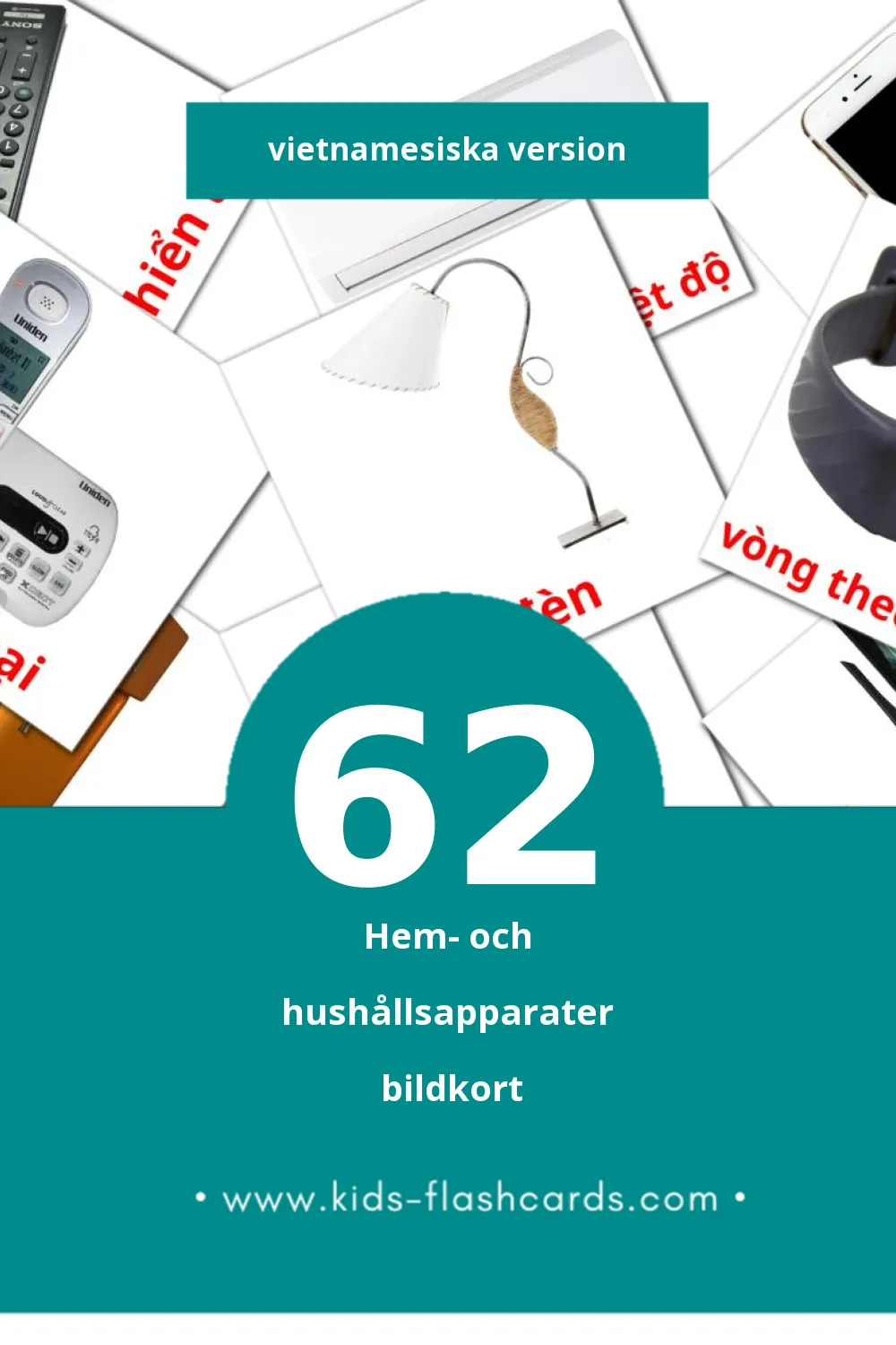 Visuella Vật dụng gia đình för småbarn (62 bildkort för barn på Vietnamesiska)