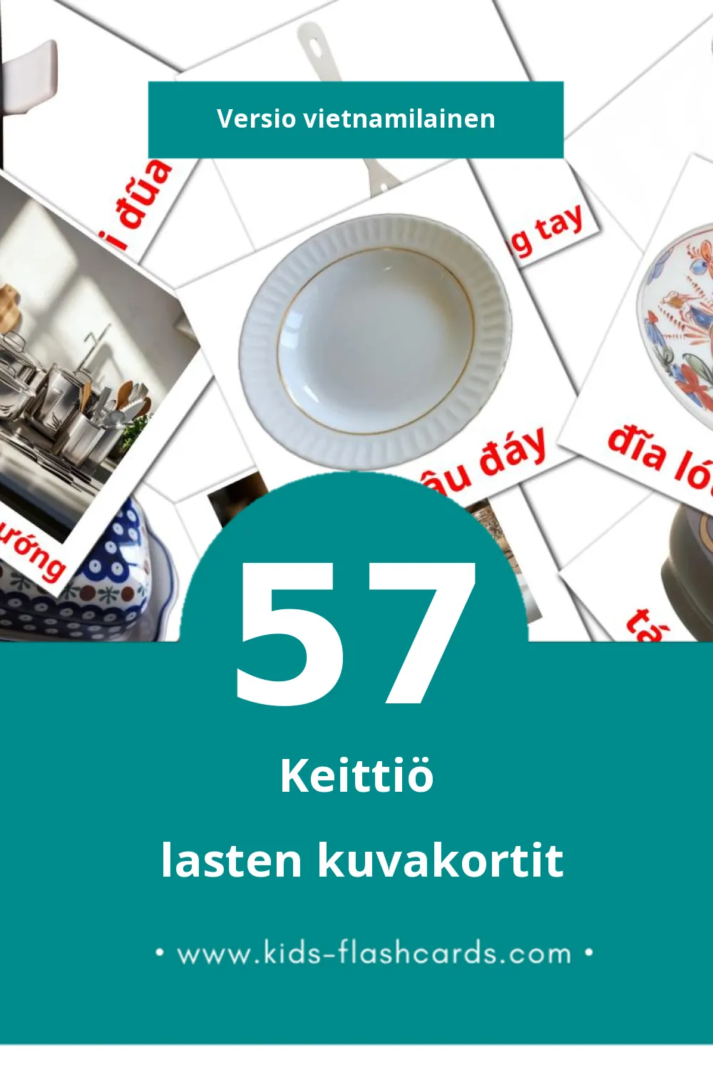 Nhà bếp lasten kuvakortit pikkulapsille (57 korttia Vietnamilaiseksi)