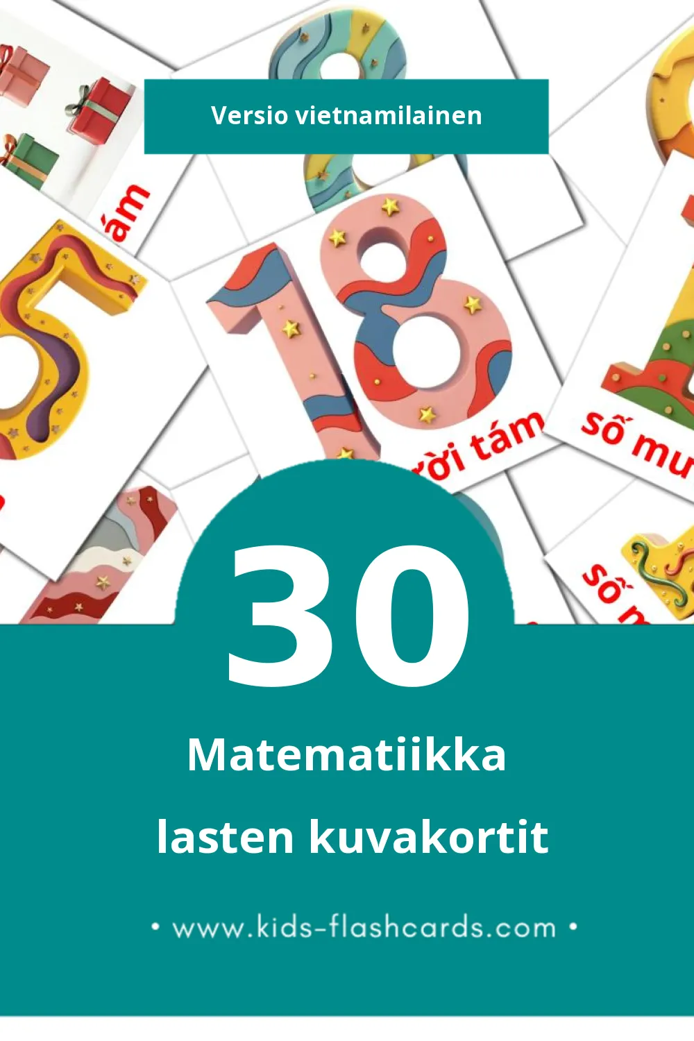 Toán lasten kuvakortit pikkulapsille (30 korttia Vietnamilaiseksi)