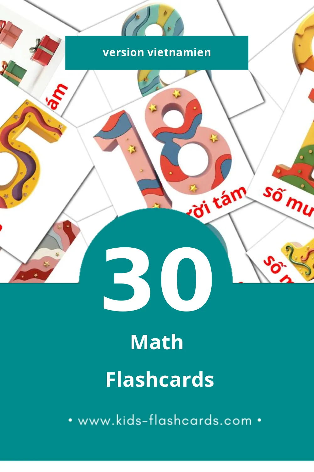 Flashcards Visual Toán pour les tout-petits (30 cartes en Vietnamien)