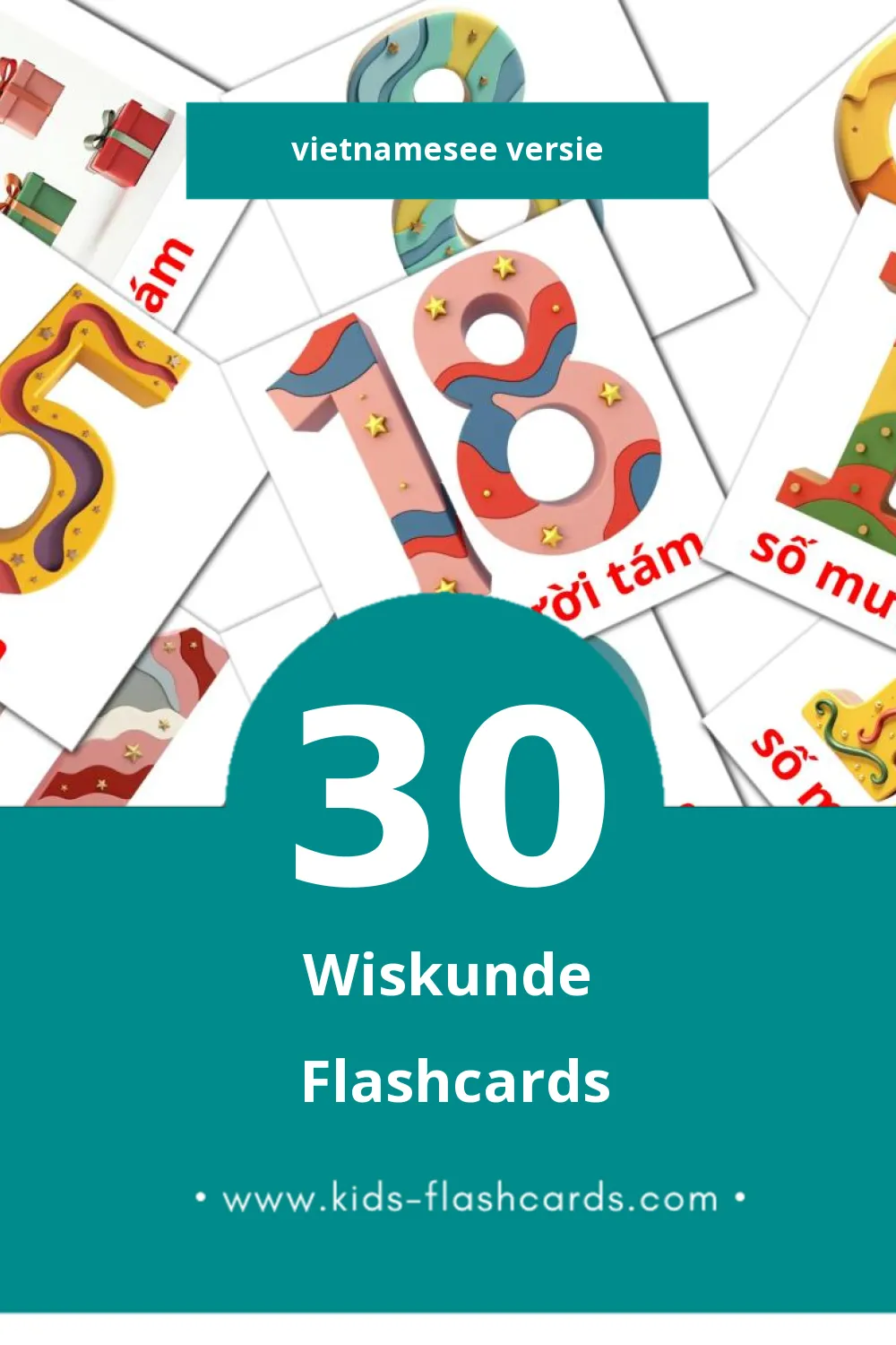 Visuele Toán Flashcards voor Kleuters (30 kaarten in het Vietnamese)