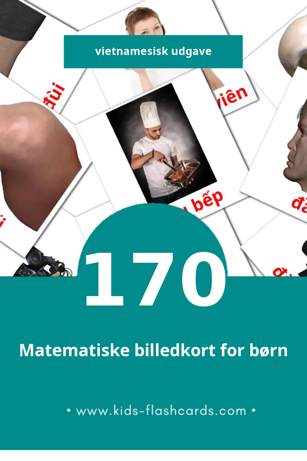 Visuelle billedkort for børn om Con người  til småbørn (170 kort på Vietnamesisk)