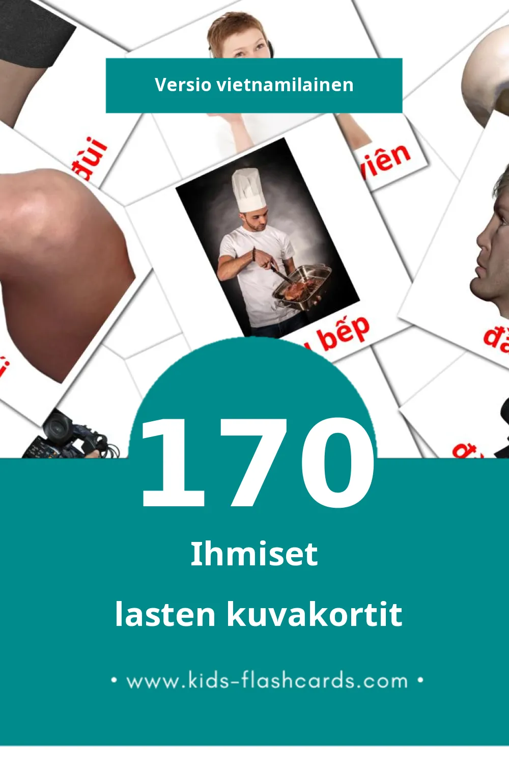 Con người  lasten kuvakortit pikkulapsille (170 korttia Vietnamilaiseksi)