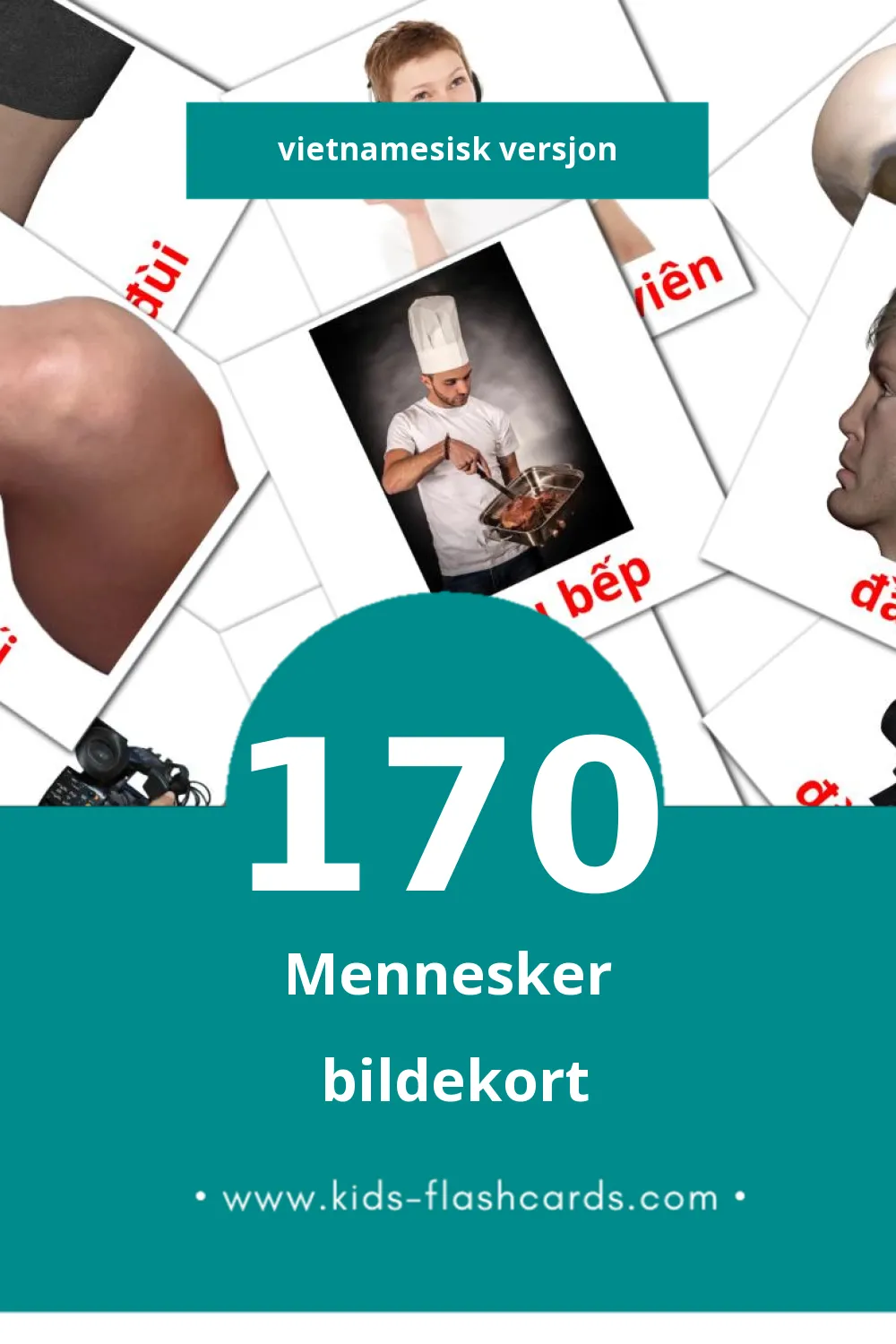 Visuelle Con người  bildekort for småbarn (170 kort på Vietnamesisk)