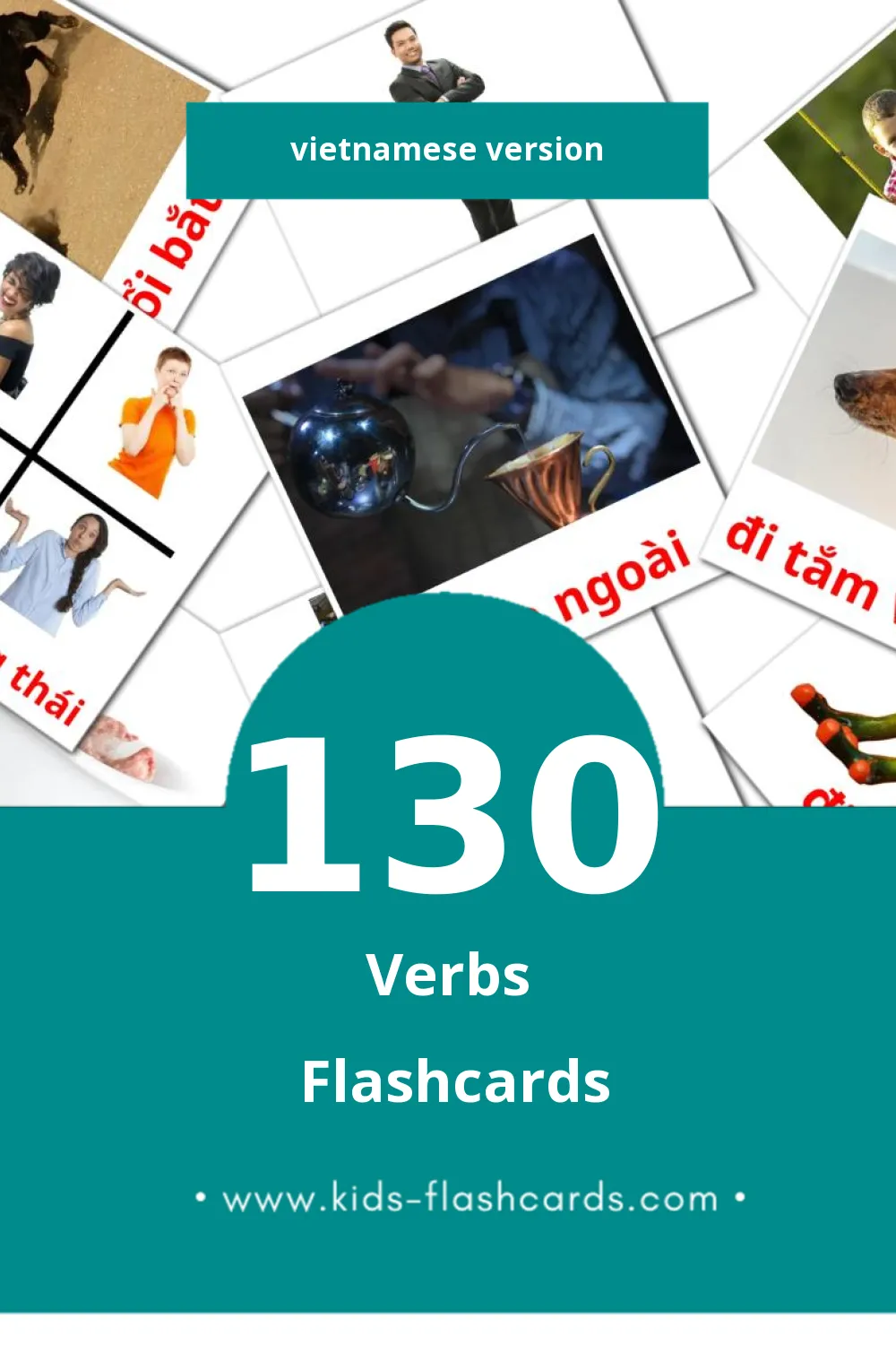 Visual Hoạt động Flashcards for Toddlers (130 cards in Vietnamese)