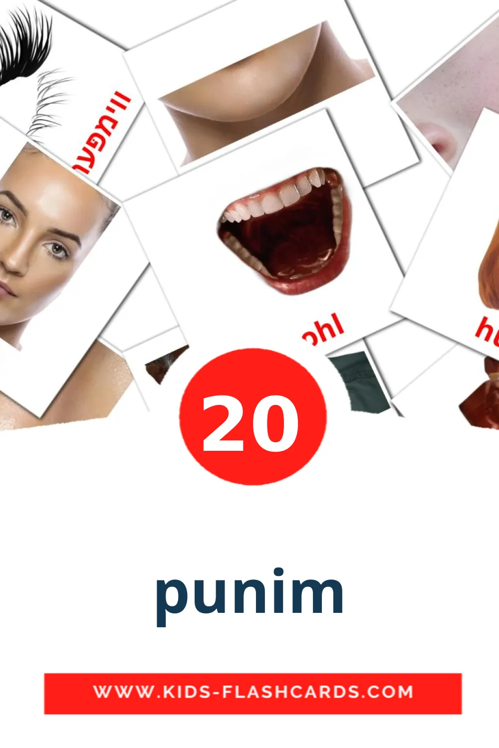 20 punim leerkaarten voor kleuters in het yiddisch
