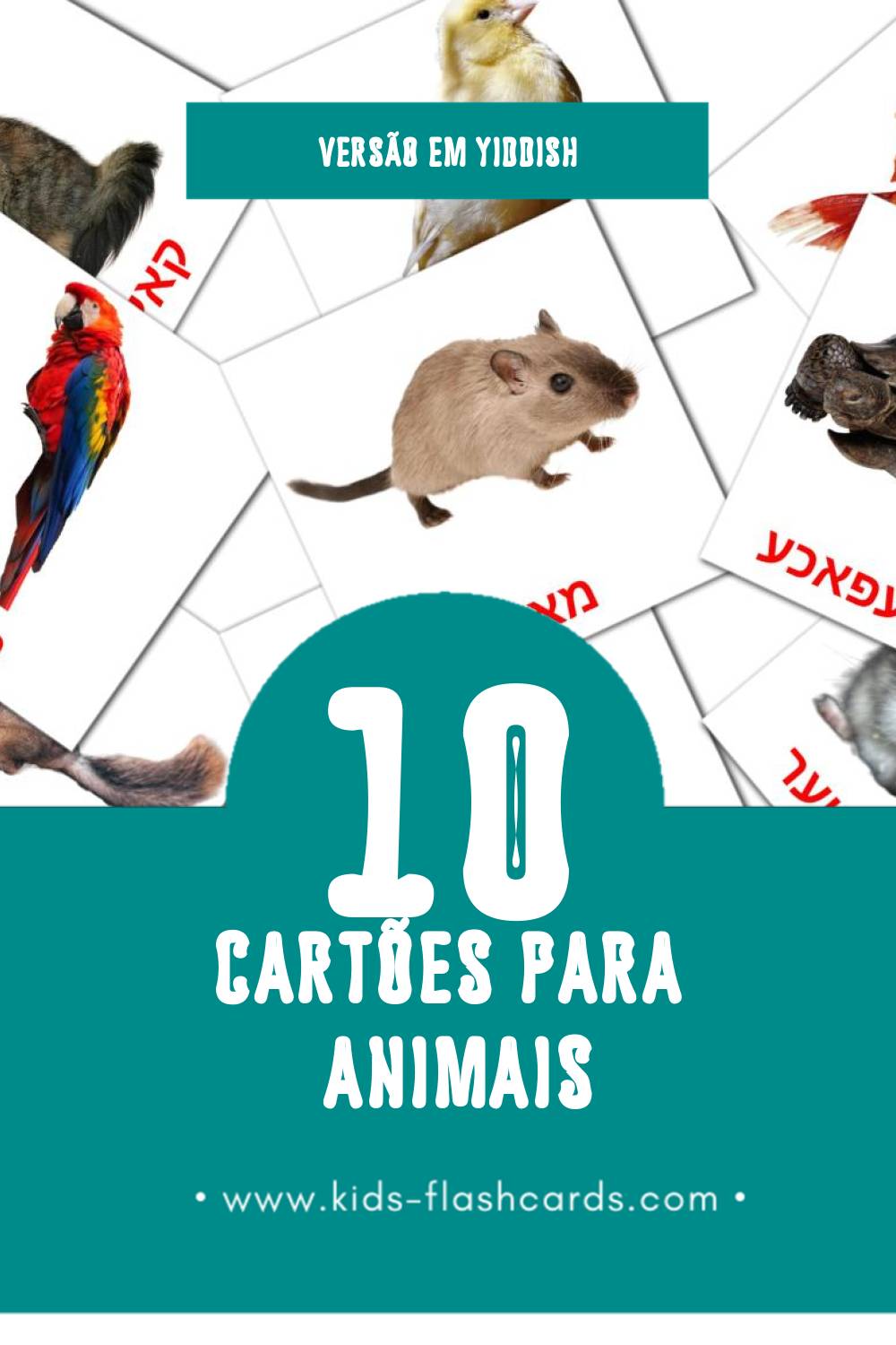 Flashcards de חיות Visuais para Toddlers (10 cartões em Yiddish)