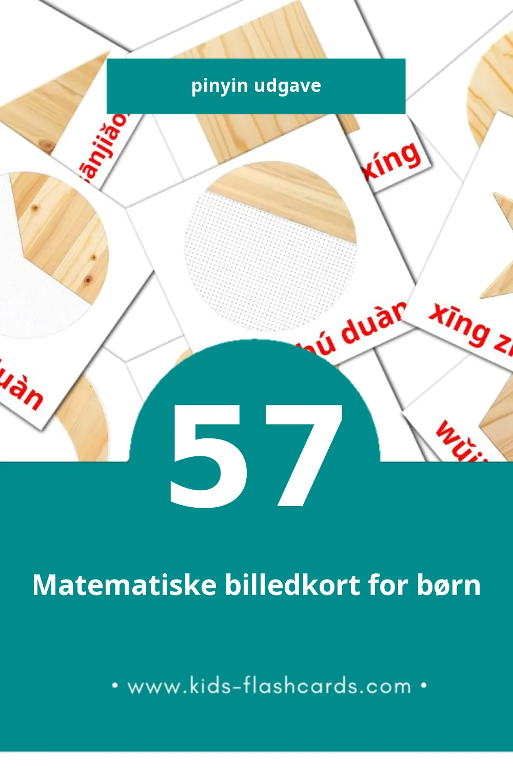 Visuelle billedkort for børn om Shùxué til småbørn (57 kort på Pinyin)