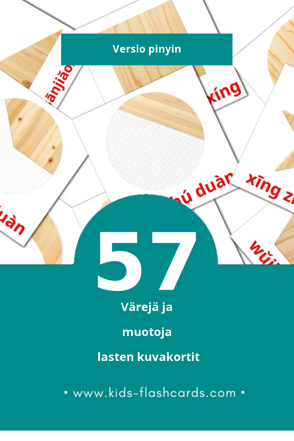 Shùxué lasten kuvakortit pikkulapsille (57 korttia Pinyinksi)