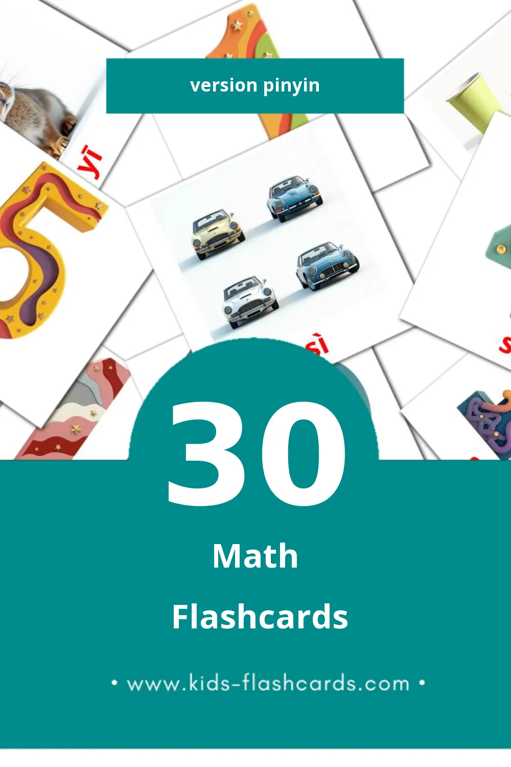 Flashcards Visual Shùxué pour les tout-petits (30 cartes en Pinyin)