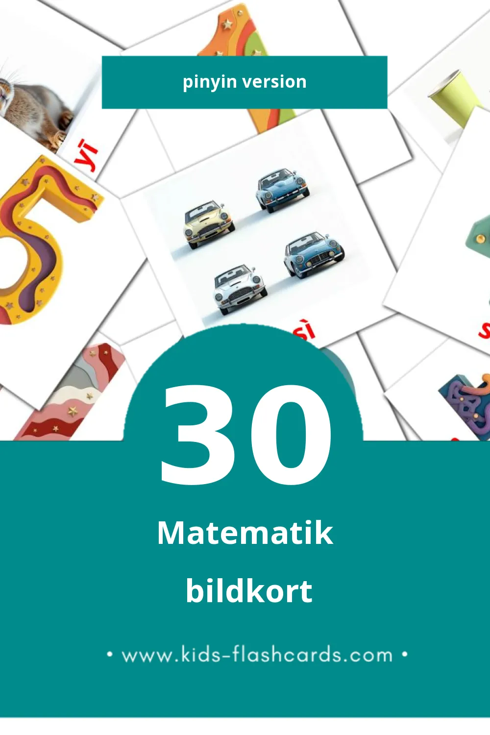 Visuella Shùxué för småbarn (30 bildkort för barn på Pinyin)