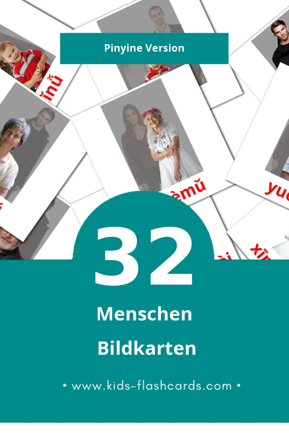 Visual Rénmen Flashcards für Kleinkinder (32 Karten in Pinyin)