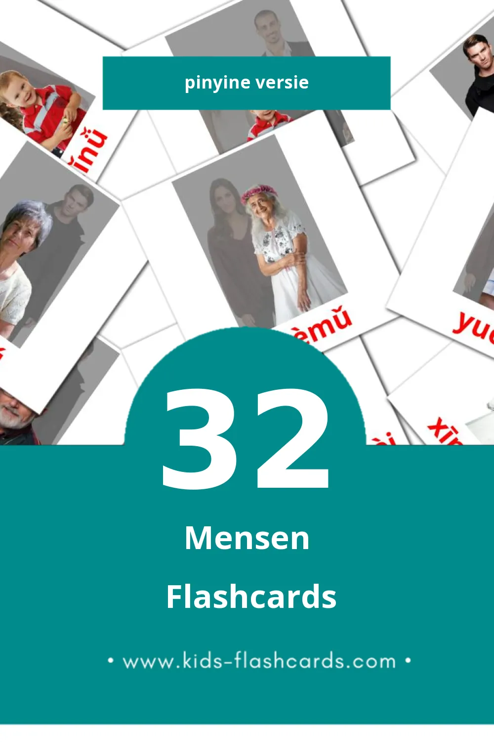 Visuele Rénmen Flashcards voor Kleuters (32 kaarten in het Pinyin)