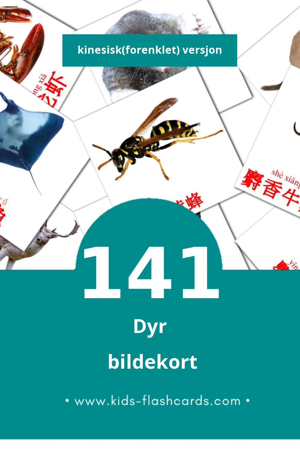 Visuelle 动物 bildekort for småbarn (141 kort på Kinesisk(forenklet))