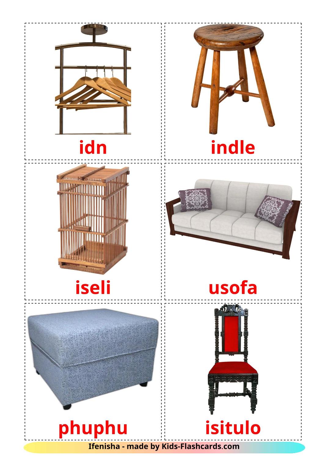 Furniture - 26 Free Printable zulu Flashcards 