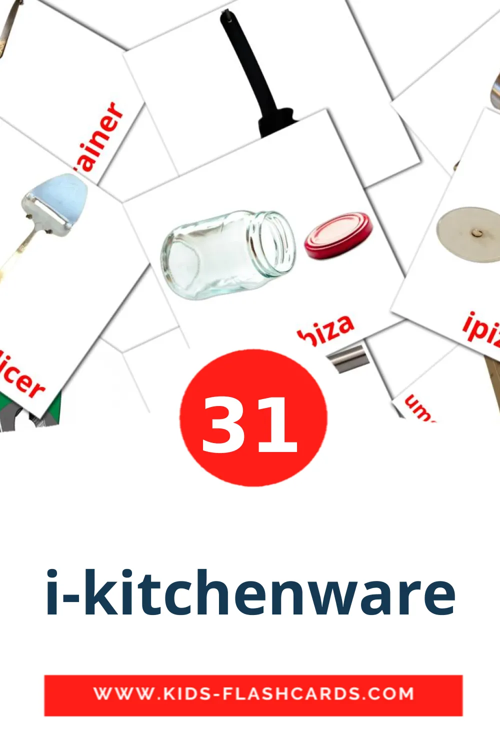 31 i-kitchenware leerkaarten voor kleuters in het zulu