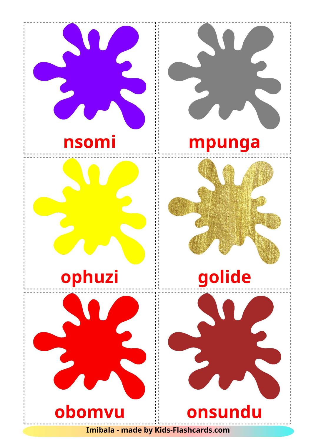 Base colors - 12 Free Printable zulu Flashcards 