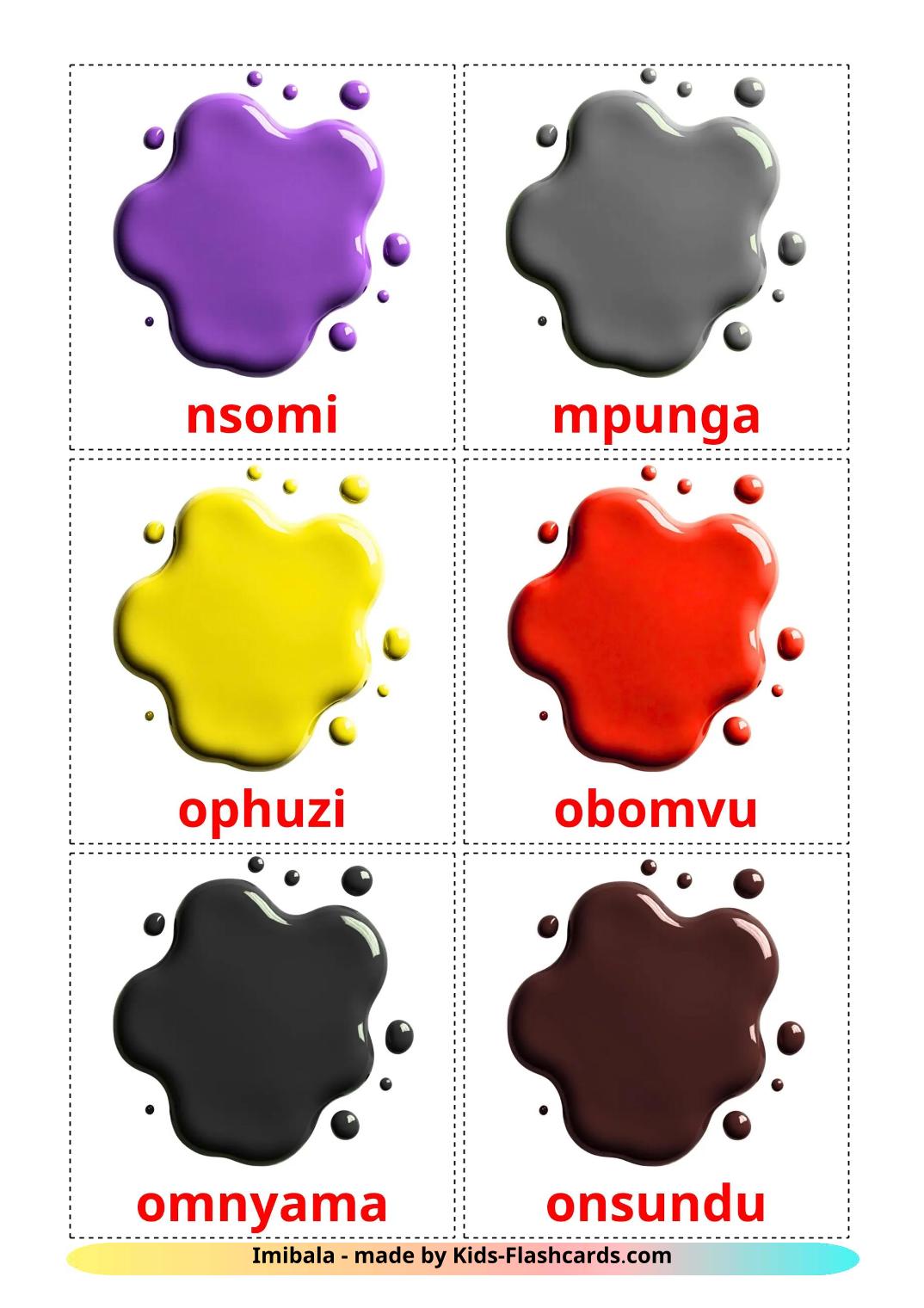 Colors - 11 Free Printable zulu Flashcards 