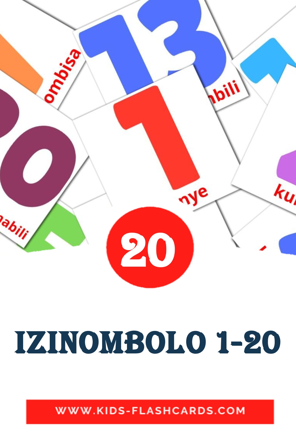 Izinombolo 1-20 на зулу для Детского Сада (20 карточек)