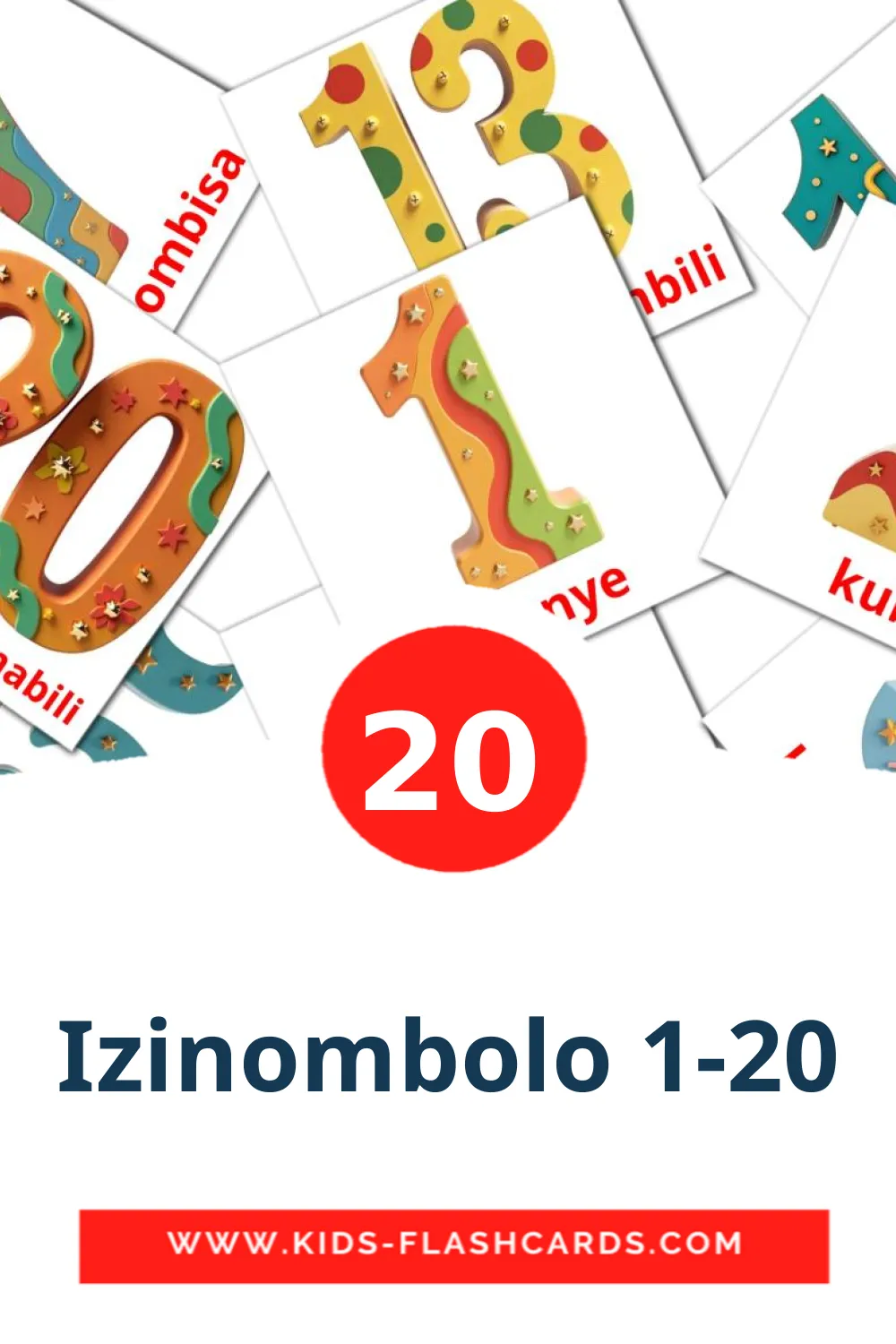 20 Izinombolo 1-20 Picture Cards for Kindergarden in zulu