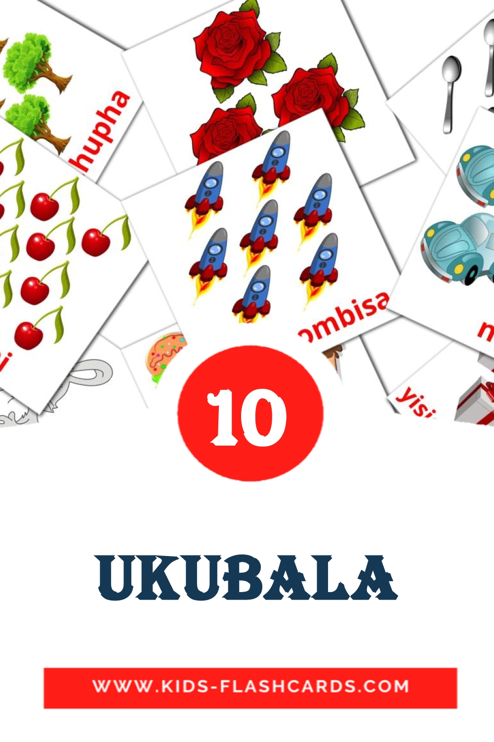 10 Cartões com Imagens de Ukubala para Jardim de Infância em zulu