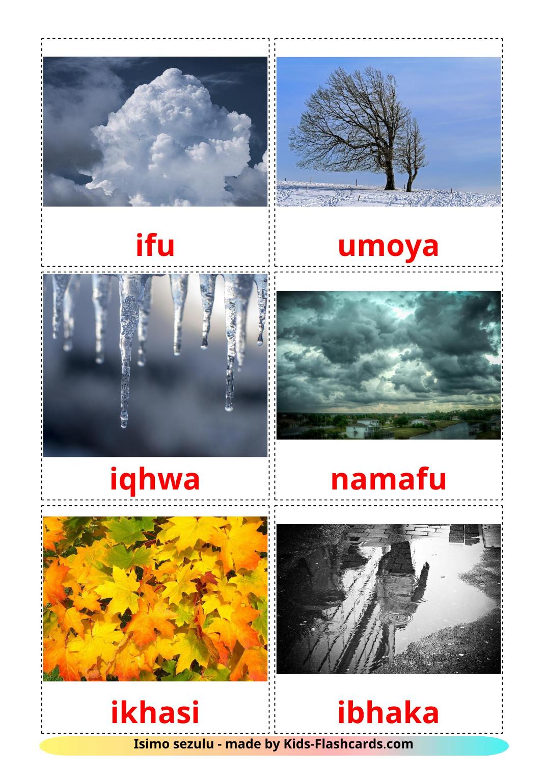 Meteorología y clima - 31 fichas de zulú para imprimir gratis 