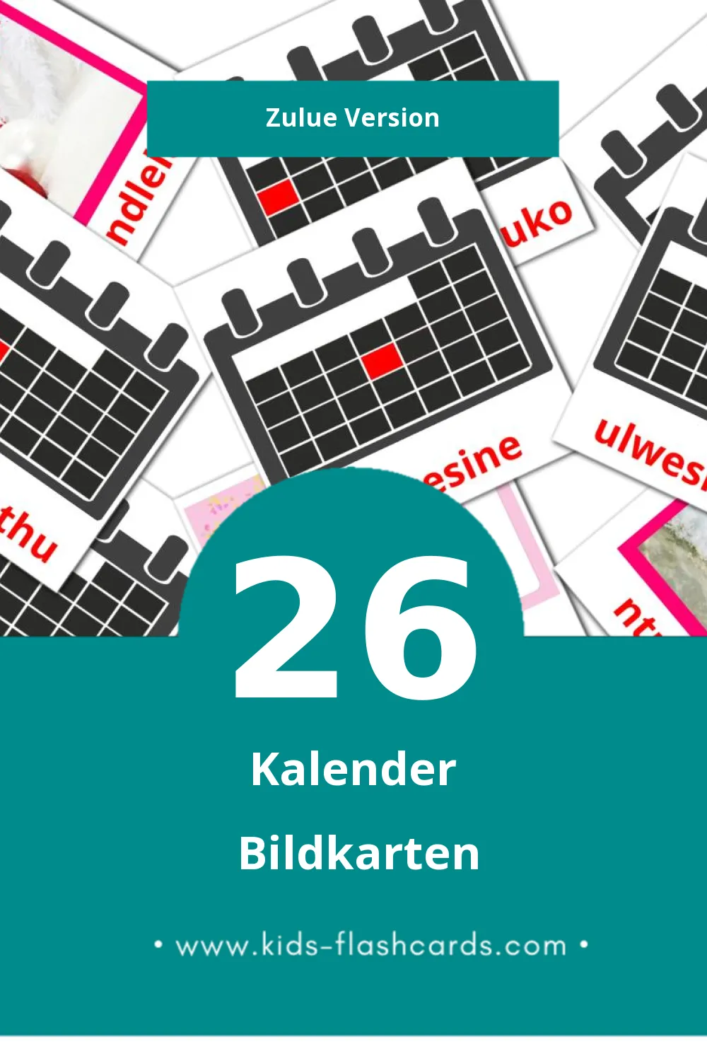 Visual Ikhalenda Flashcards für Kleinkinder (26 Karten in Zulu)