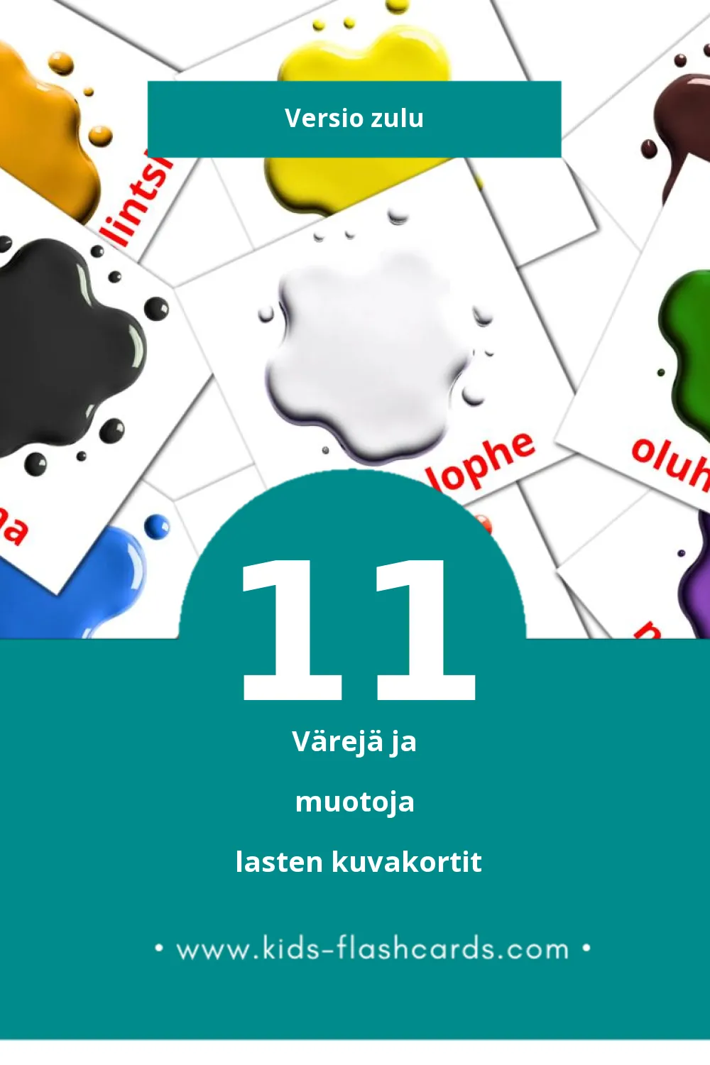 Imibala Namafomu lasten kuvakortit pikkulapsille (11 korttia Zuluksi)