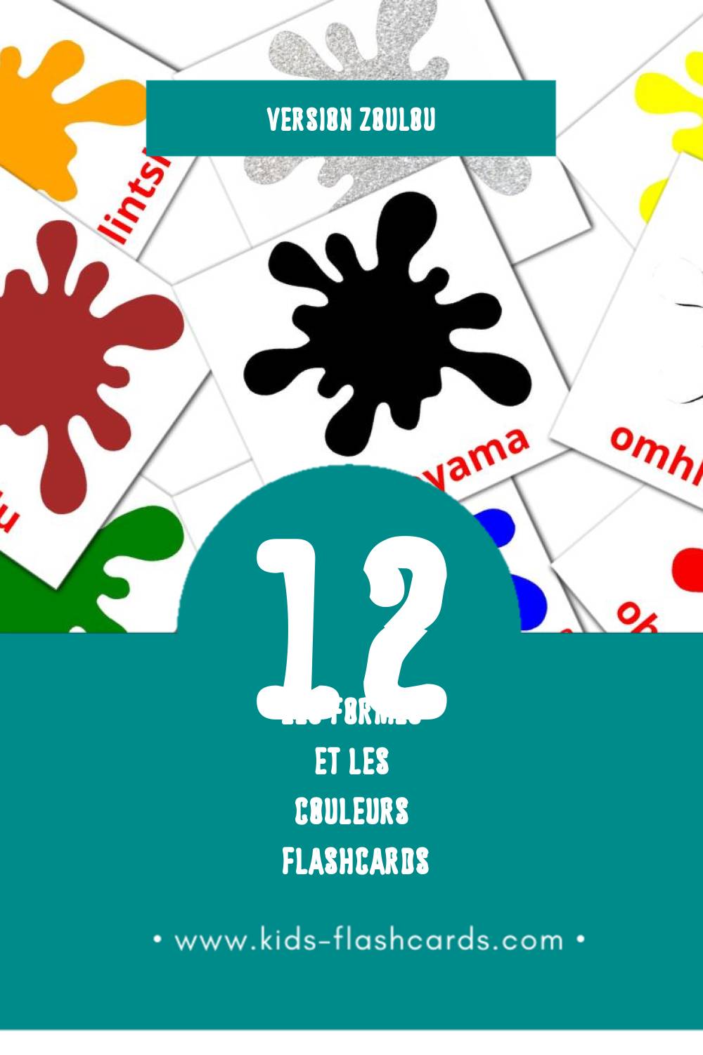 Flashcards Visual Imibala Namafomu pour les tout-petits (12 cartes en Zoulou)