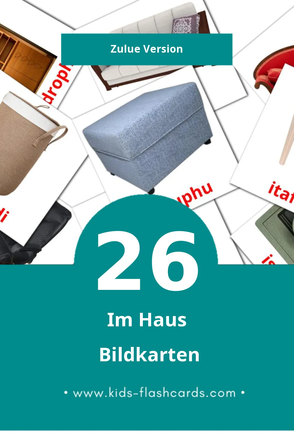 Visual Ekhaya Flashcards für Kleinkinder (26 Karten in Zulu)