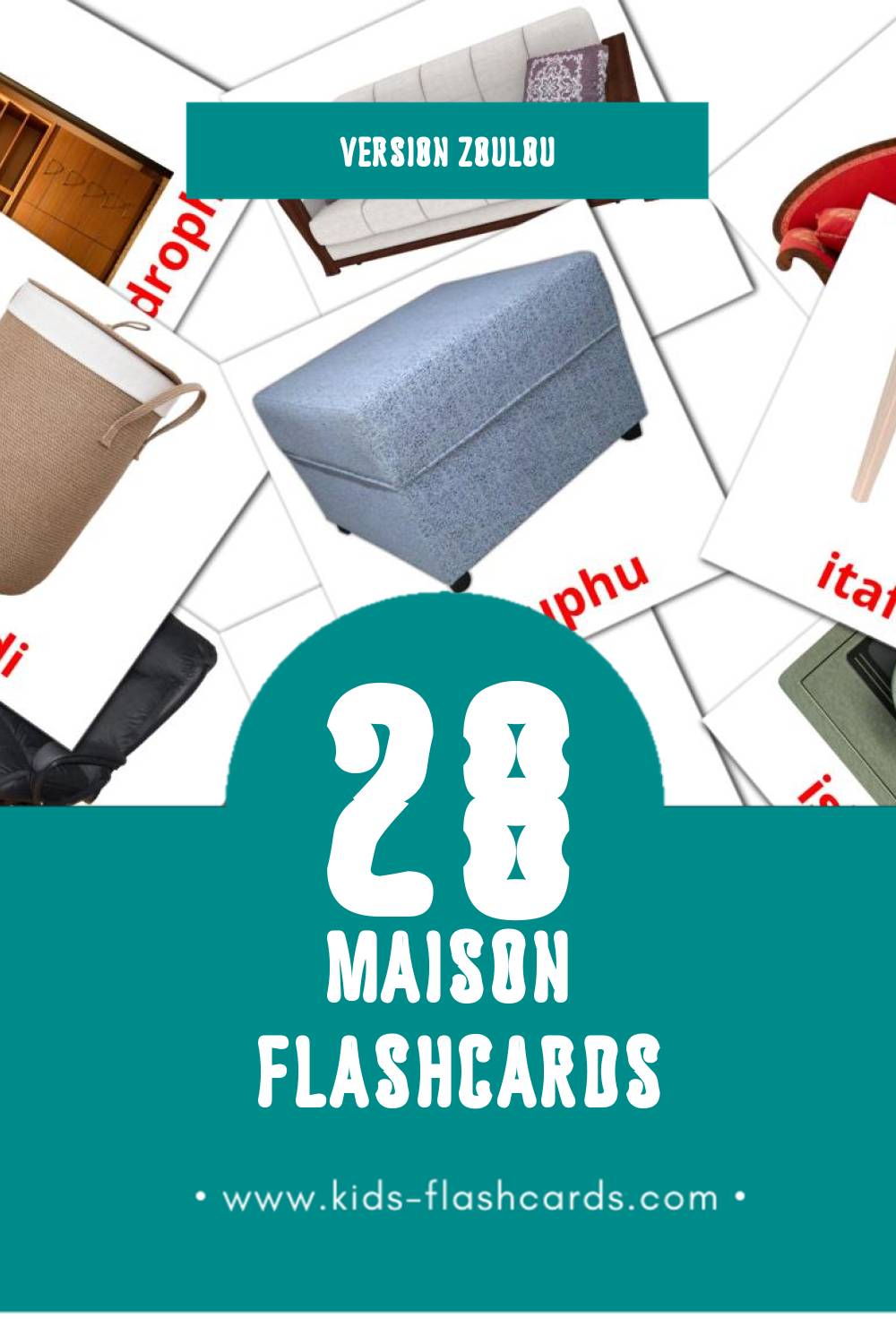 Flashcards Visual Ekhaya pour les tout-petits (31 cartes en Zoulou)