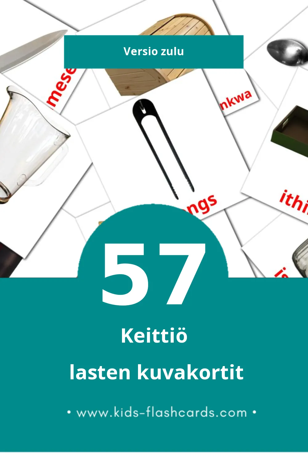 Ekhishini lasten kuvakortit pikkulapsille (57 korttia Zuluksi)