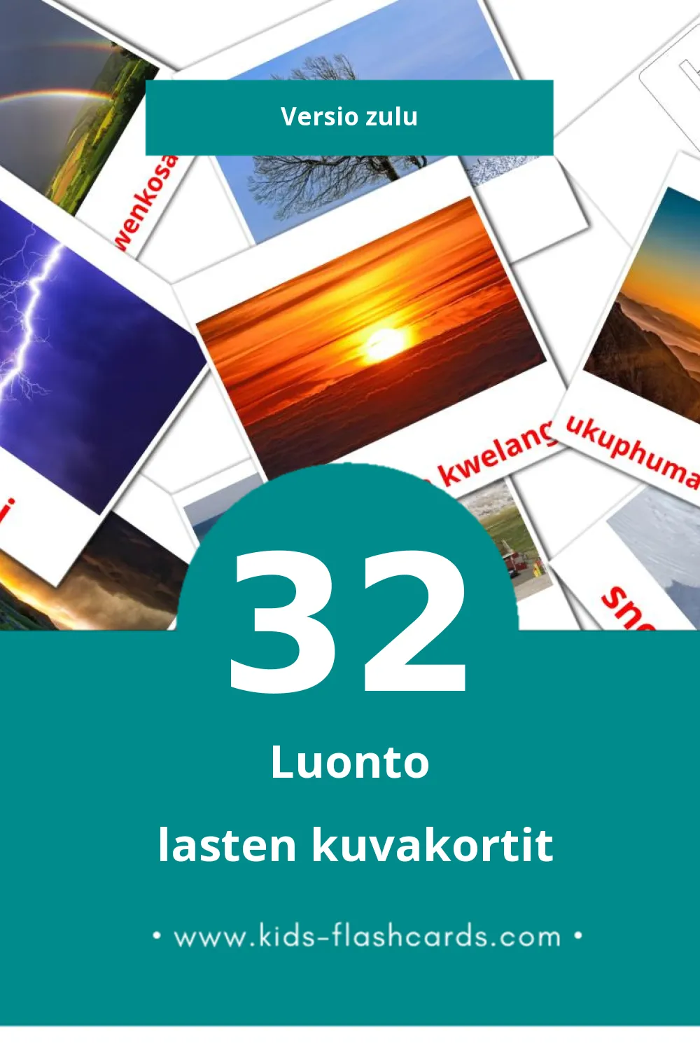 isidalo lasten kuvakortit pikkulapsille (32 korttia Zuluksi)