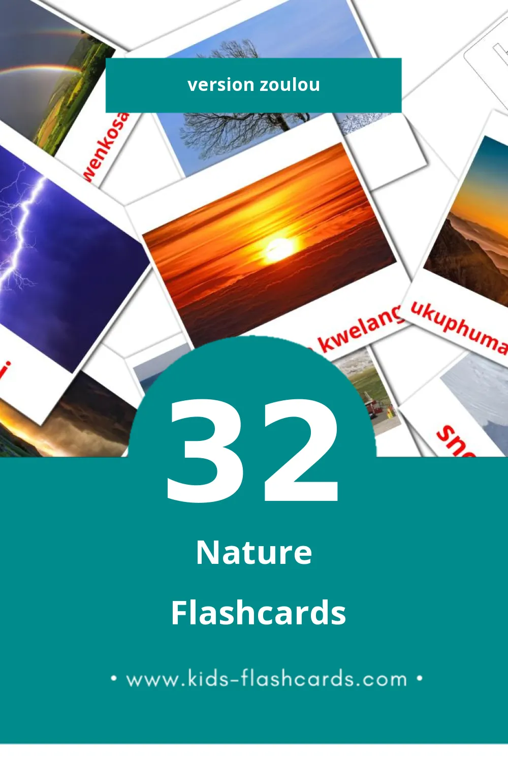 Flashcards Visual isidalo pour les tout-petits (32 cartes en Zoulou)