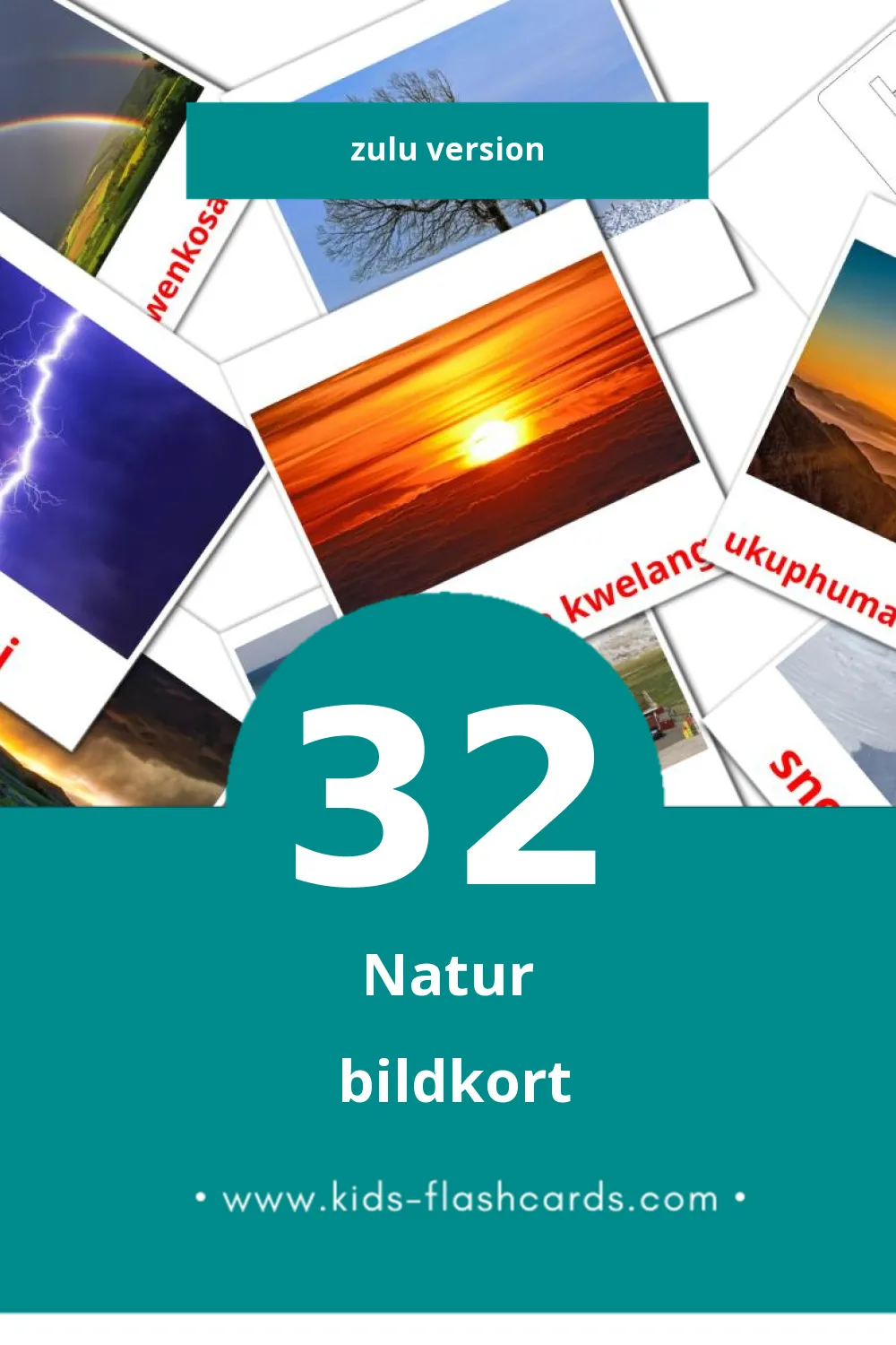 Visuella isidalo för småbarn (32 bildkort för barn på Zulu)