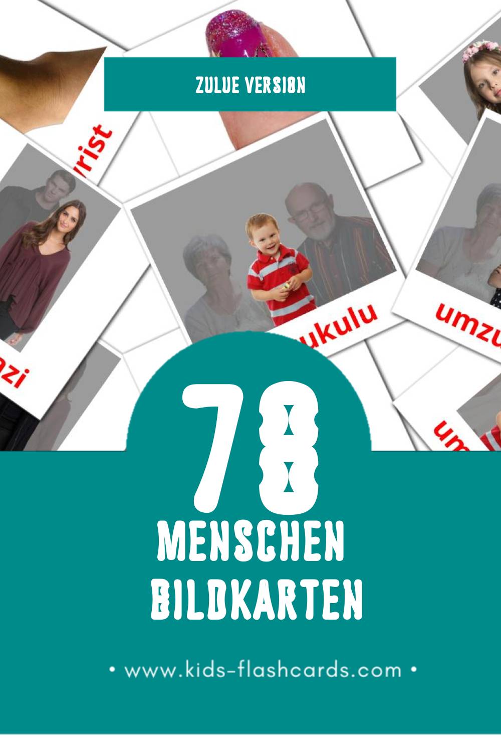 Visual Abantu Flashcards für Kleinkinder (78 Karten in Zulu)