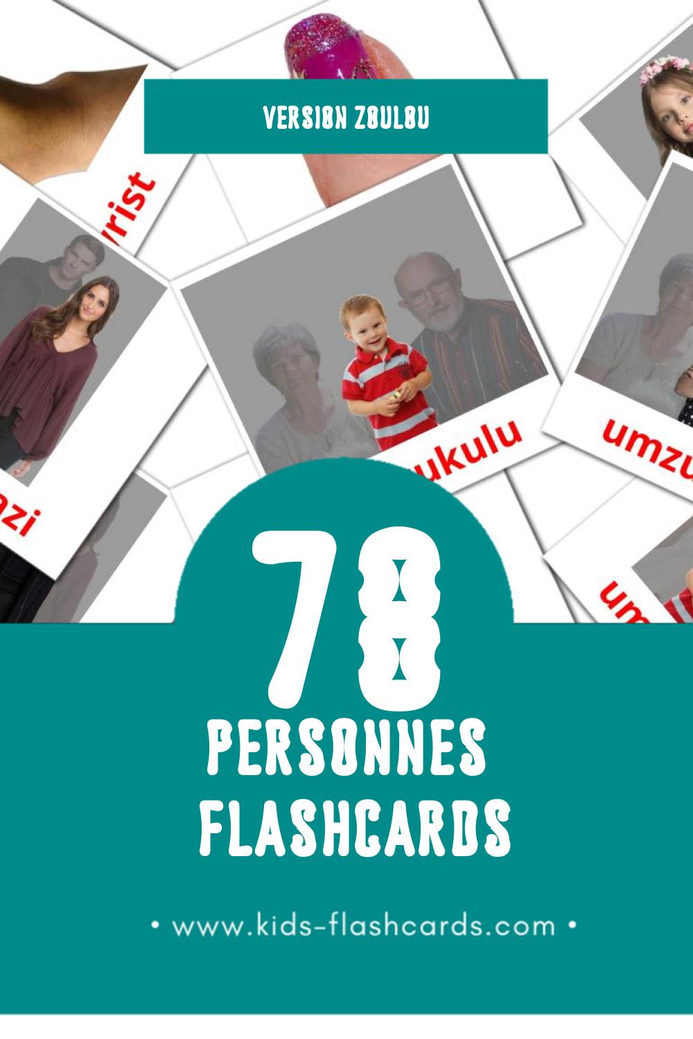 Flashcards Visual Abantu pour les tout-petits (58 cartes en Zoulou)