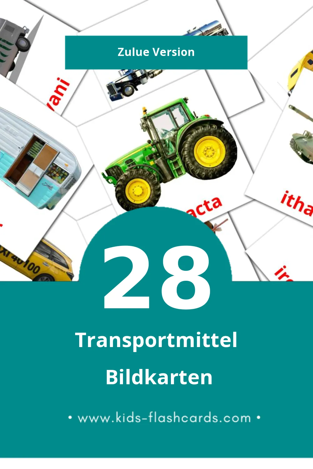 Visual Izithuthi Flashcards für Kleinkinder (28 Karten in Zulu)