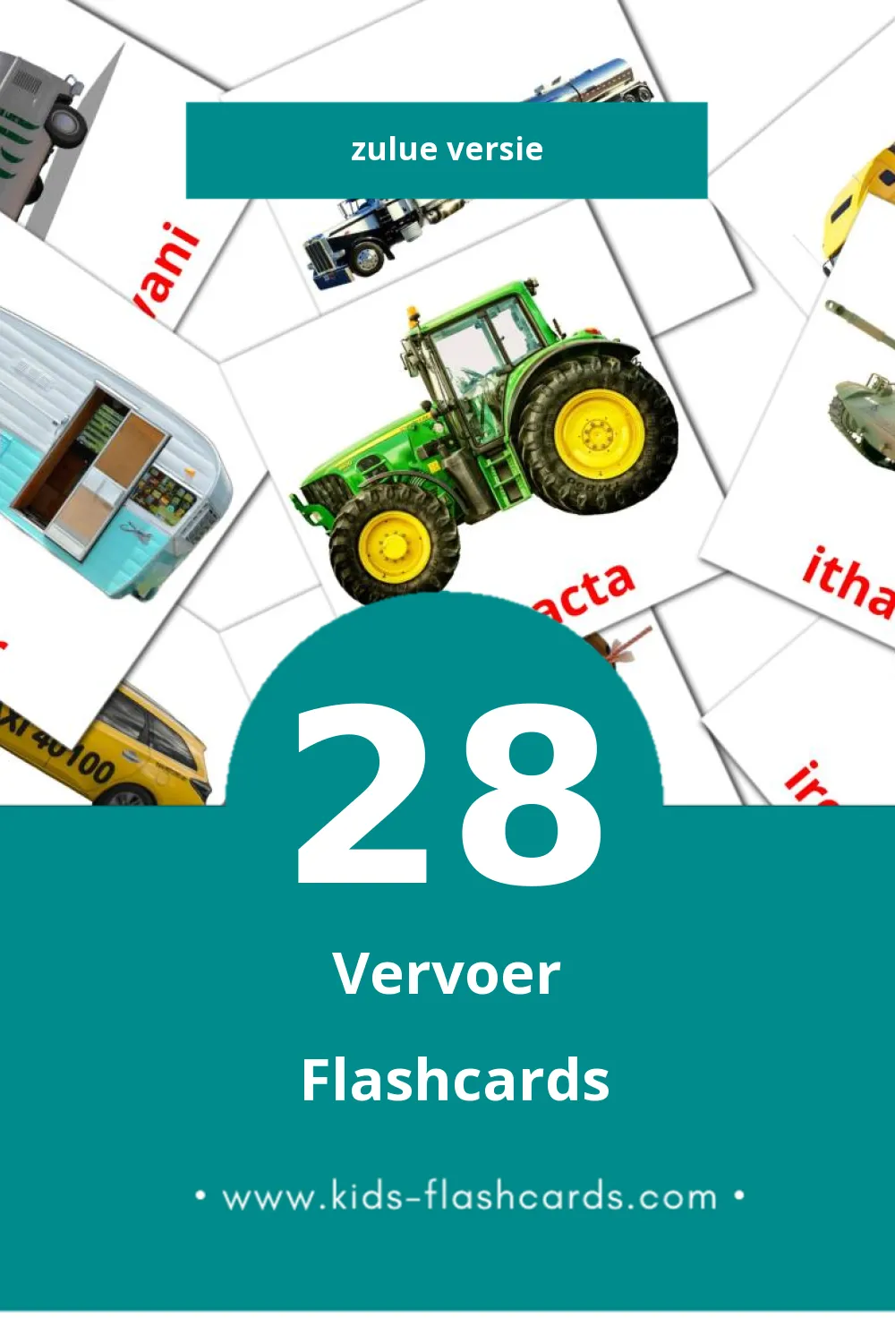 Visuele Izithuthi Flashcards voor Kleuters (28 kaarten in het Zulu)