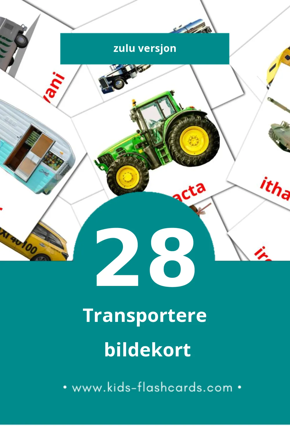 Visuelle Izithuthi bildekort for småbarn (28 kort på Zulu)
