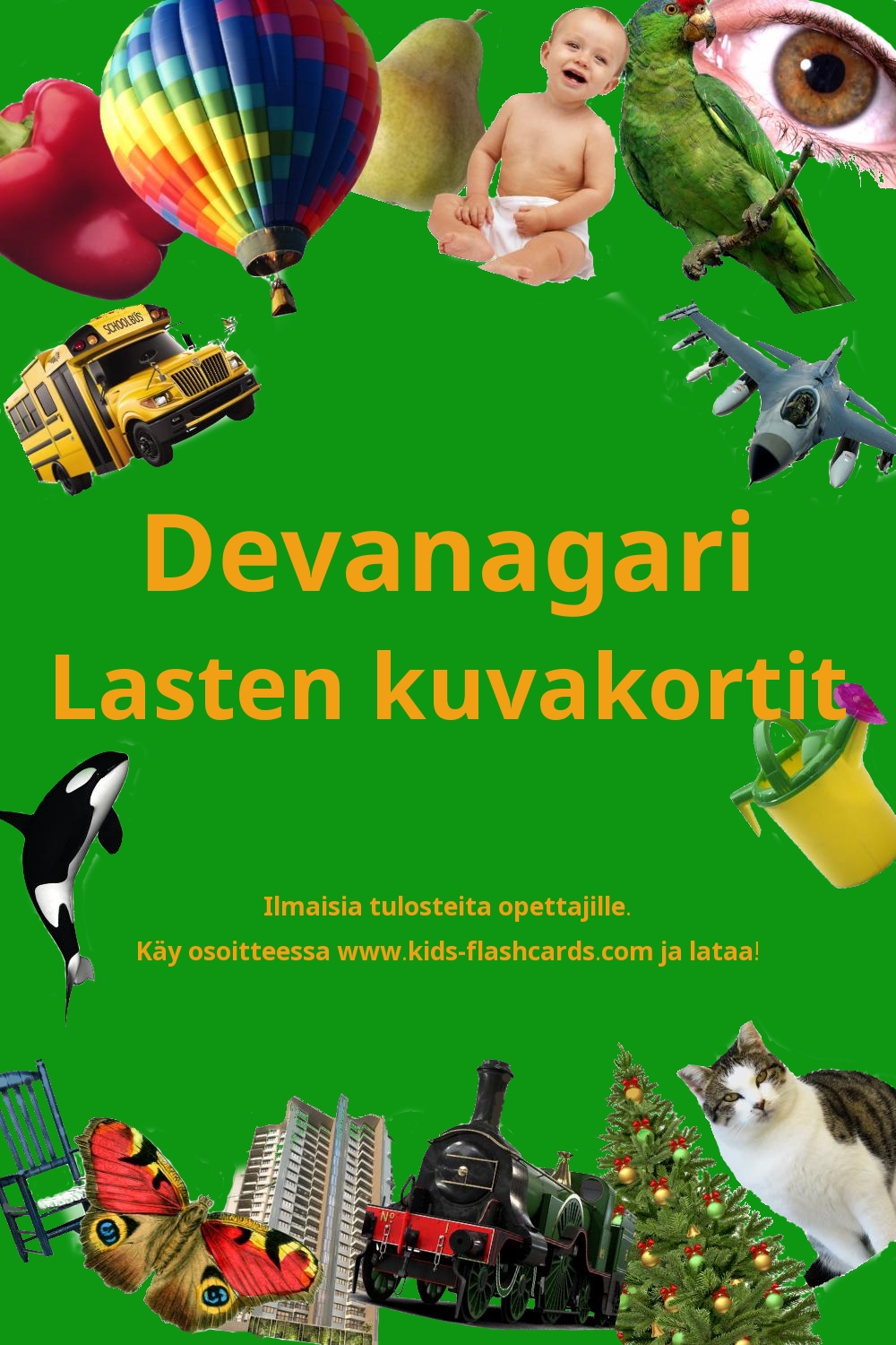 Ilmaisia tulostettavia lasten kuvakortteja Devanagari